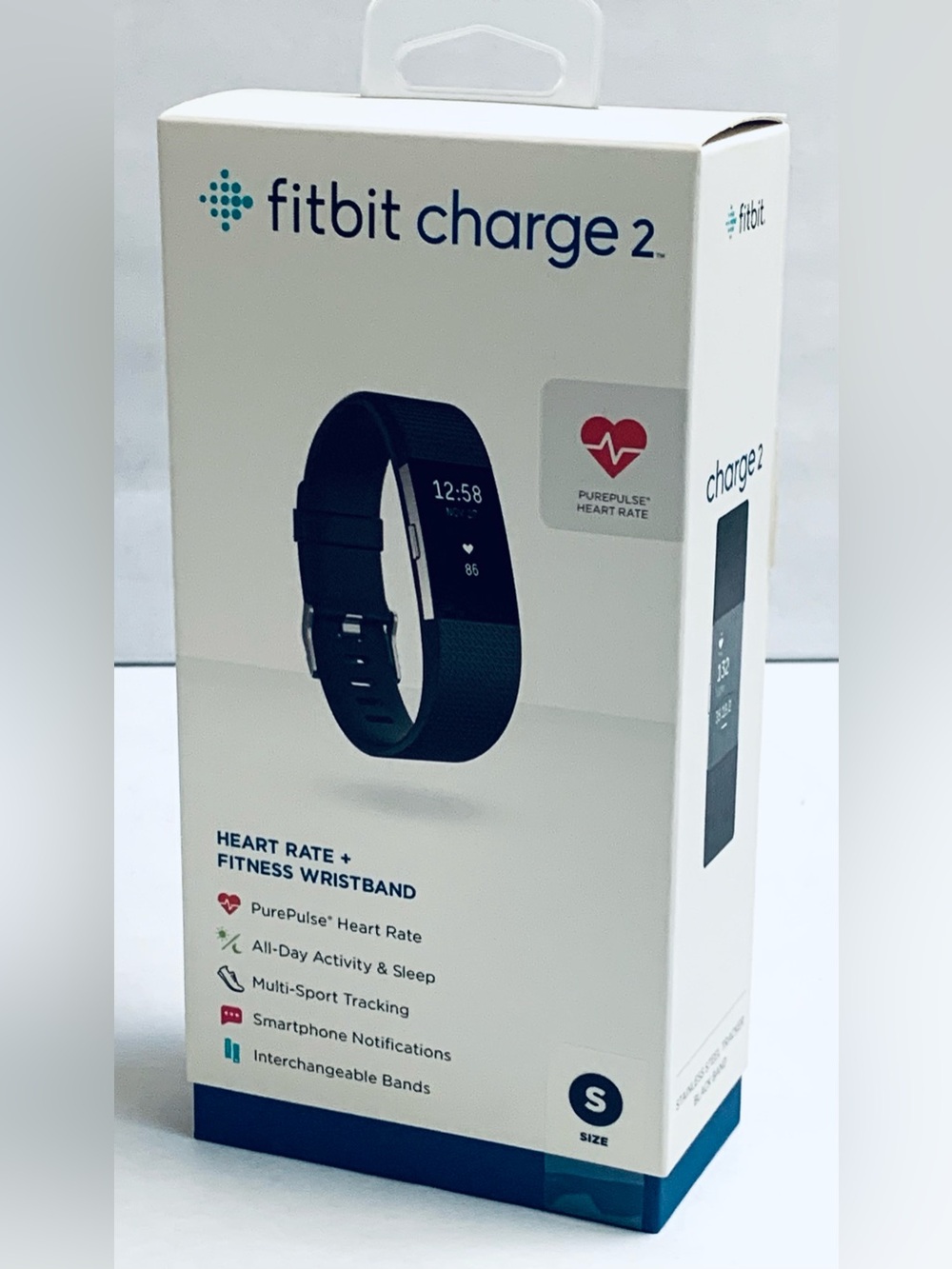 FITBIT CHARGE 2 NIB Black S heart rate and fitness wristband